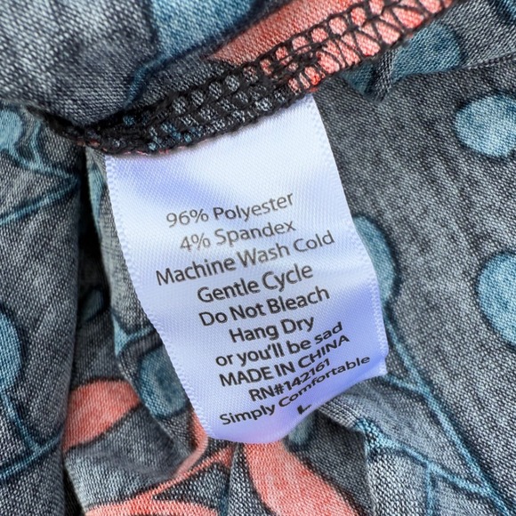 LuLaRoe‎ Dress Bodycon Knit Short Sleeve Casual Leaf Print Black Large - Picture 5 of 5